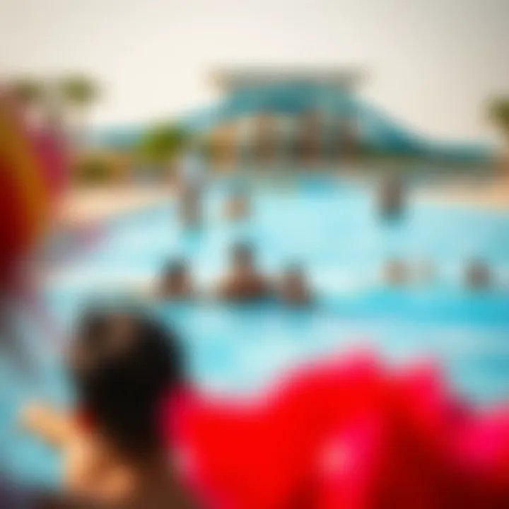 Families enjoying the wave pool at Yas Water Park