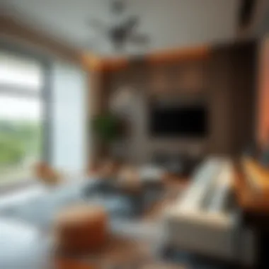 Spacious family room featuring modern decor