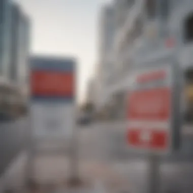 Signage indicating free parking regulations in Dubai