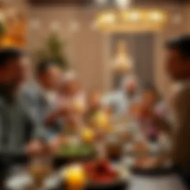 A family gathering enjoying Iftar together