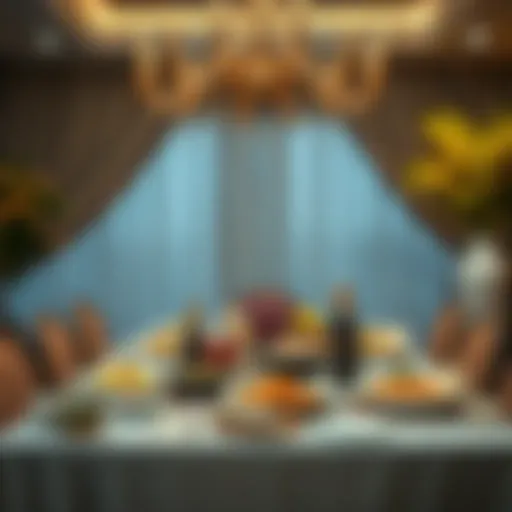 Elegant Iftar Table Arrangement A beautifully set table for Iftar with traditional dishes