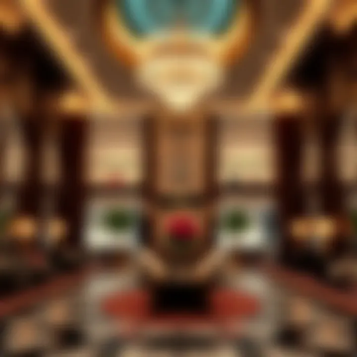 Opulent Hospitality: A Luxurious Hotel Lobby in Dubai Luxurious hotel lobby with opulent decor and lighting