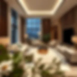 Modern luxury living room in Dubai with elegant furniture