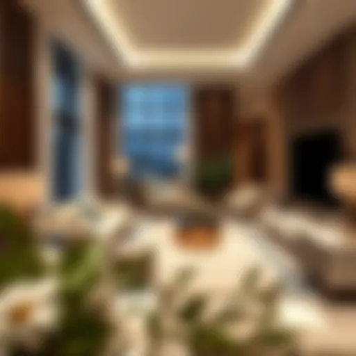 Contemporary Elegance: A Luxury Living Room in Dubai Modern luxury living room in Dubai with elegant furniture