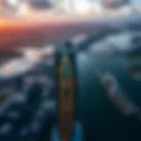 Aerial Perspective of Iris Bay Tower Aerial view of Iris Bay Tower and surrounding skyline