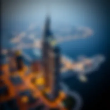 Aerial shot of Iris Bay Tower emphasizing its strategic location