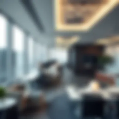 Interior office space within Iris Bay Tower highlighting modern amenities