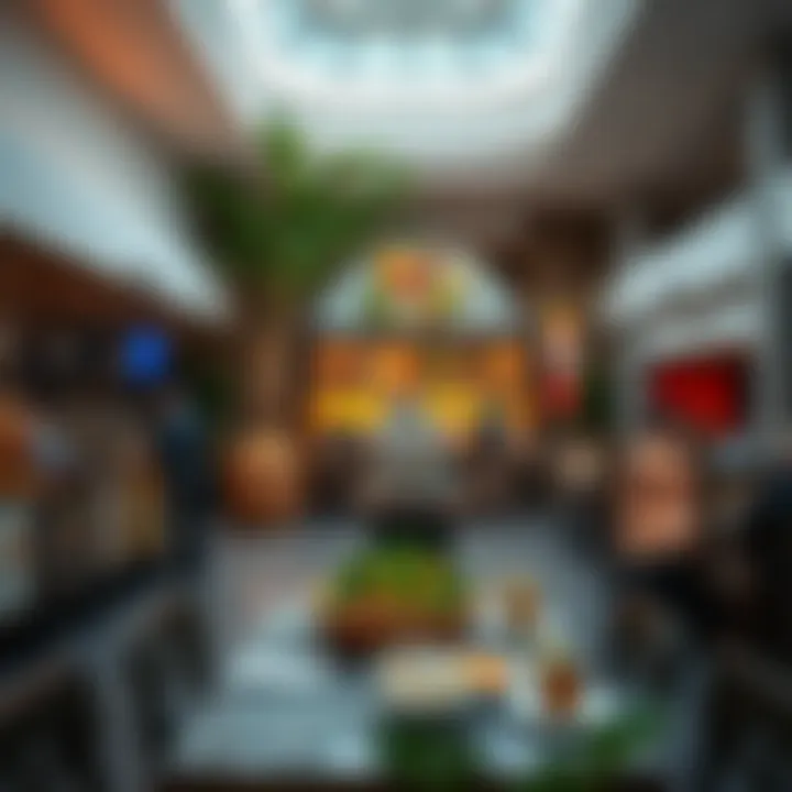 The dining area of the Karama Centre filled with diverse culinary options