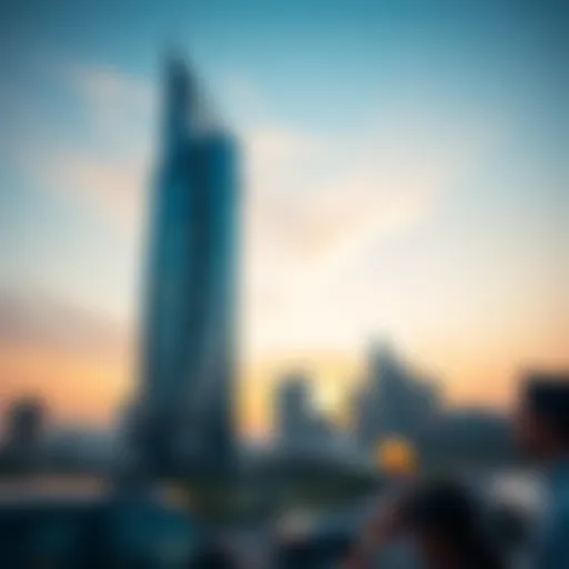 Stunning view of Latifa Tower at sunset