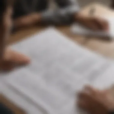 Reviewing Important Real Estate Documents A person reviewing important documents related to real estate.