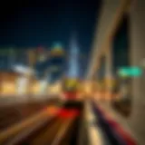 Metro station at night in Dubai