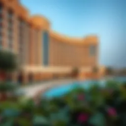 A panoramic view of Mövenpick Oud Metha showcasing its architectural beauty