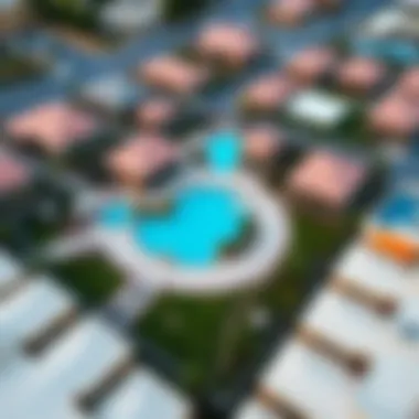 Aerial View of Muraba Community Amenities Aerial view of Muraba properties highlighting community amenities