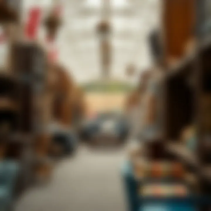 A vibrant marketplace showcasing an array of used furniture including vintage and modern styles