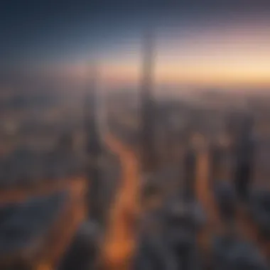 Panoramic View of Dubai Skyline Featuring Nasser Rashid Lootah Building Panoramic view of the surrounding area illustrating Dubai's skyline