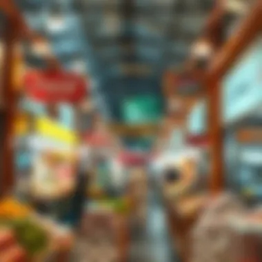 An overview of a bustling marketplace in Dubai