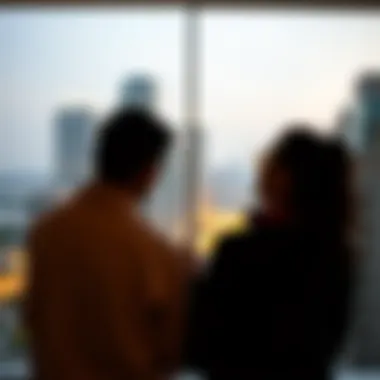 Couples Contemplating Property Choices Couples contemplating property choices in a modern setting