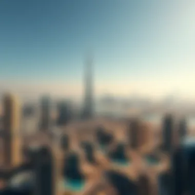 Aerial view of Downtown Dubai's skyline Aerial view of Downtown Dubai showcasing iconic skyscrapers