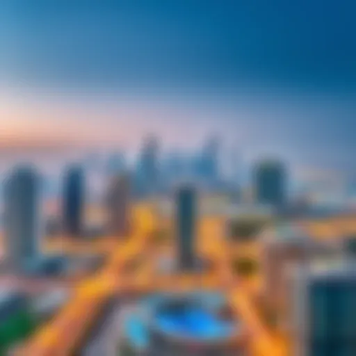 The Dynamic Dubai Skyline Aerial view of Dubai skyline showcasing modern architecture