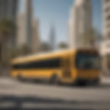 Public Transportation in Dubai An illustration of a public transportation bus in Dubai