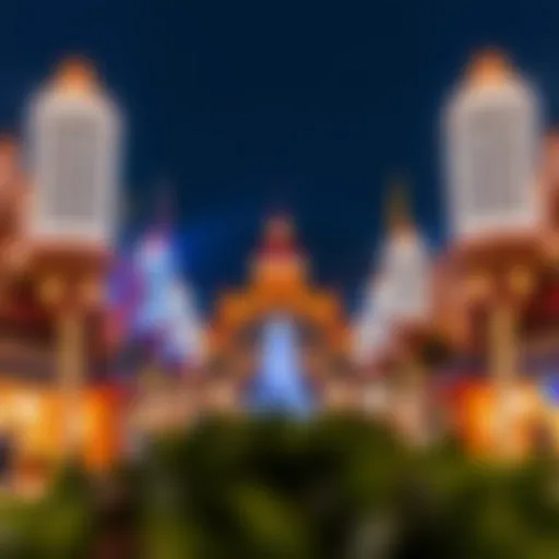 Stunning evening view of Global Village illuminated