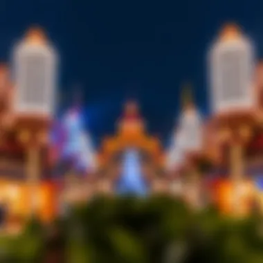 Enchanting Evening at Global Village Stunning evening view of Global Village illuminated