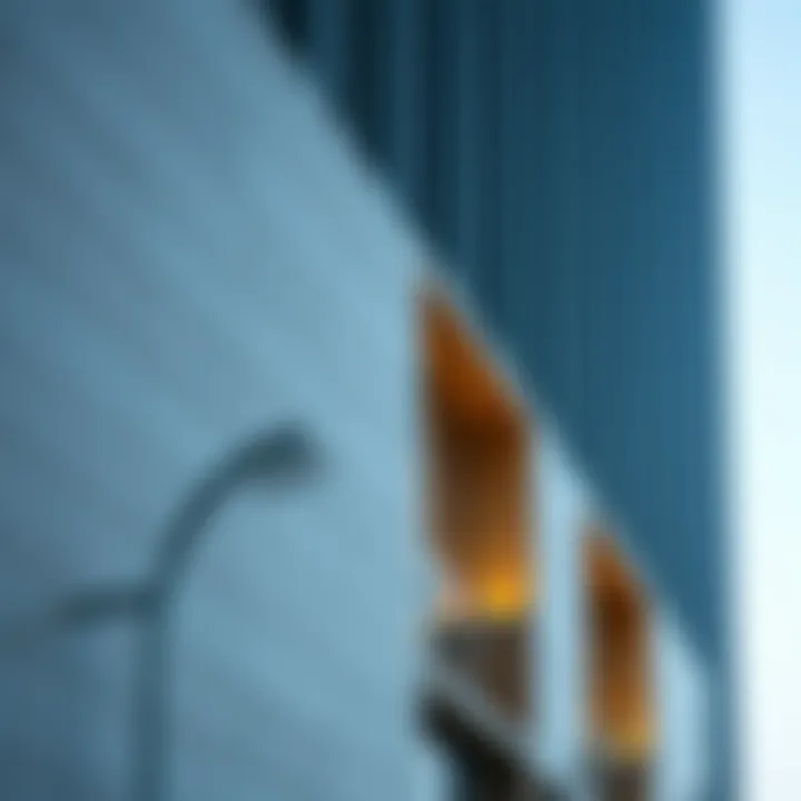 Facade of the Palladium Building Close-up of the Palladium Building's facade highlighting innovative materials