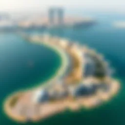 Aerial view of Palm Jumeirah showcasing its unique palm-shaped design.