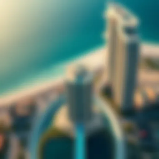 Stunning aerial view of the Palm Jumeirah View Tower showcasing its unique architectural design