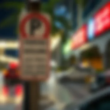 Signage reflecting parking regulations and hours