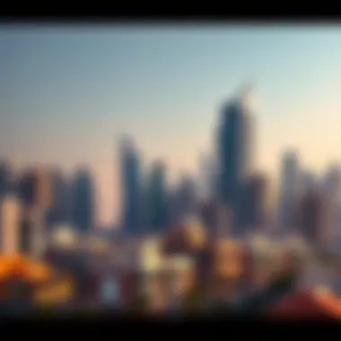 Modern skyline of Dubai with real estate developments