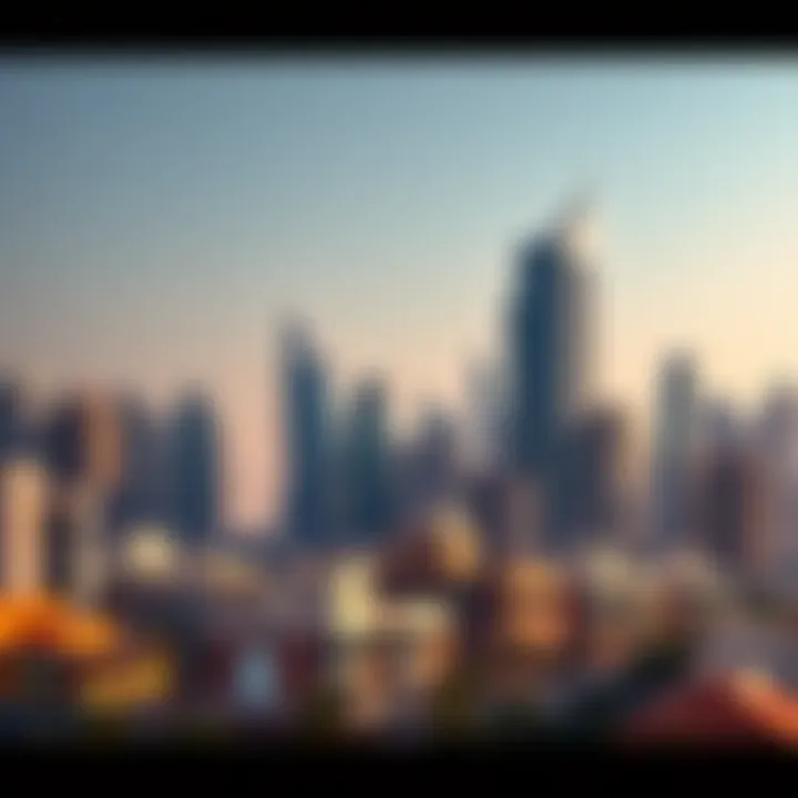 Modern skyline of Dubai with real estate developments