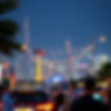 National Day Festivities in Dubai A picturesque view of Dubai's skyline adorned with festive lights for National Day