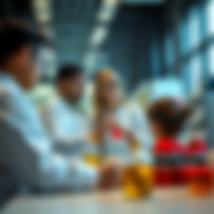 Interactive Learning in Dubai's Science Labs A teacher collaborating with students in a science lab, emphasizing interactive learning in public education