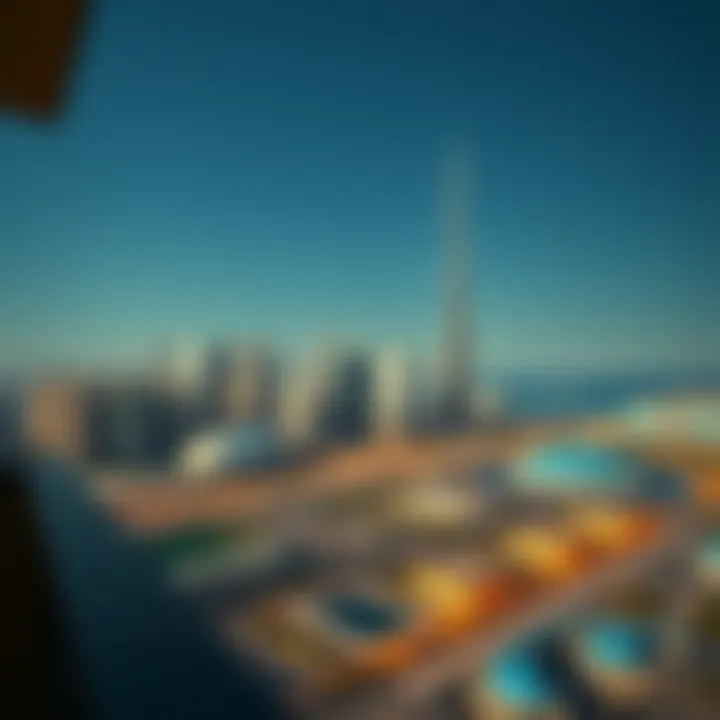 Panoramic Skyline View from Dubai Apartment Balcony Panoramic view of Dubai skyline from a balcony