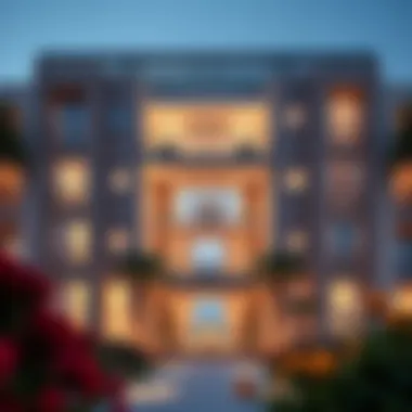 Architectural Splendor of Rotana Beach Residence Elegant exterior view of Rotana Beach Residence showcasing modern architecture