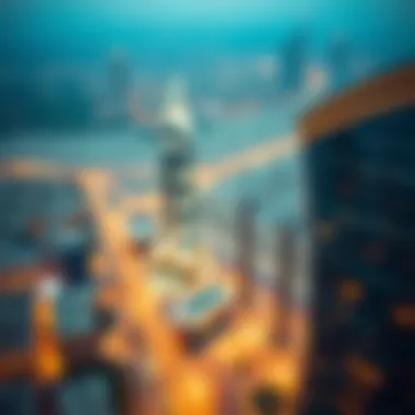 Sahara Tower on Sheikh Zayed Road Aerial shot of Sheikh Zayed Road featuring Sahara Tower