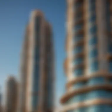 Close-up of Sahara Towers' architectural details highlighting its modern design