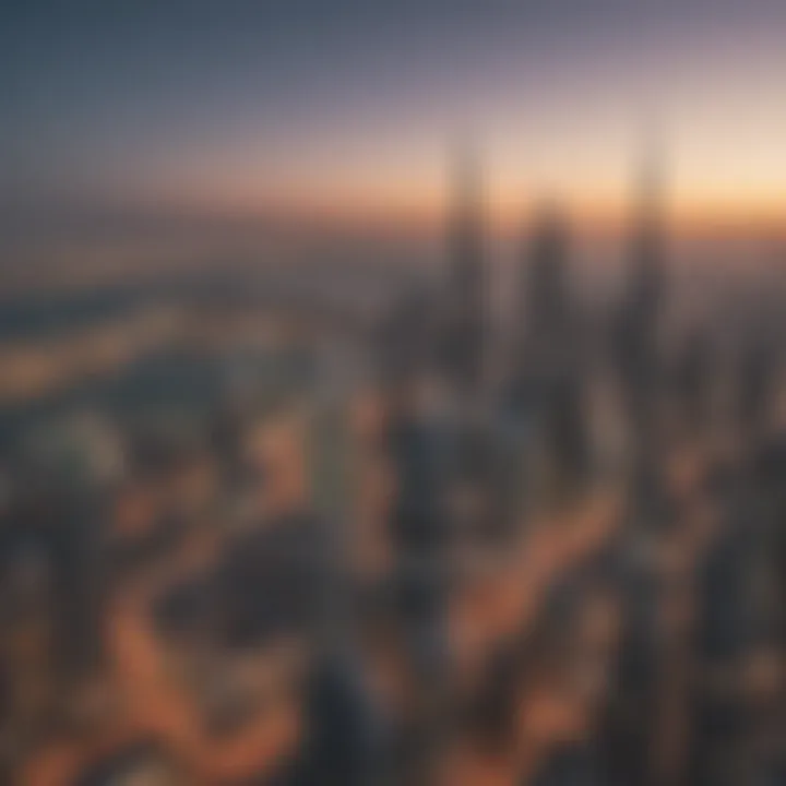 A panoramic view of Dubai's skyline with banks in focus