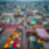 Aerial view showcasing the bustling market atmosphere of Souq Al Qattara