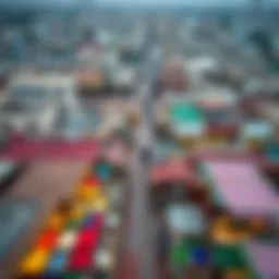 Aerial view showcasing the bustling market atmosphere of Souq Al Qattara