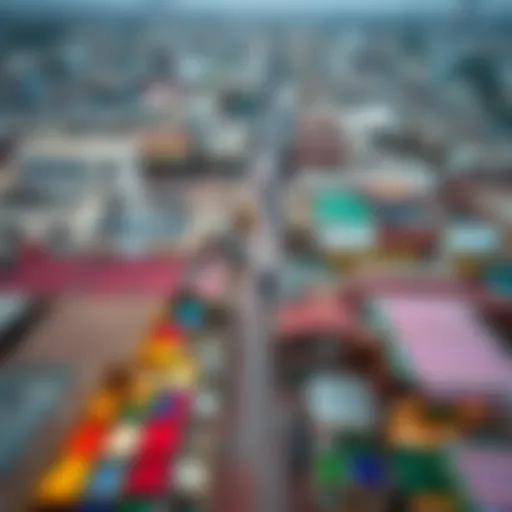 Aerial view showcasing the bustling market atmosphere of Souq Al Qattara