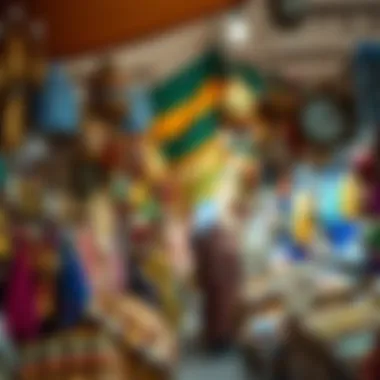 Colorful stalls filled with traditional crafts and local products