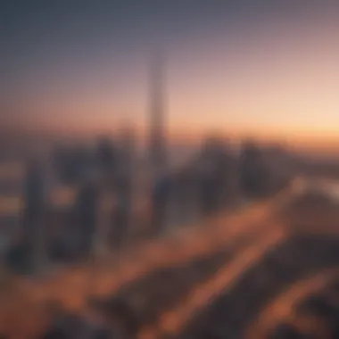 Dubai Skyline Emphasizing Sustainable Development Overview of Dubai skyline with sustainable development highlighted