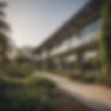 Innovative Sustainable Architecture in Dubai Modern sustainable architecture showcasing solar panels and greenery in Dubai