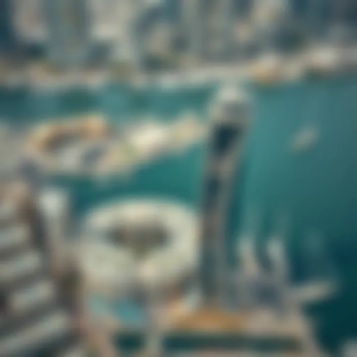 Aerial view of Marina Square highlighting Tamouh Tower