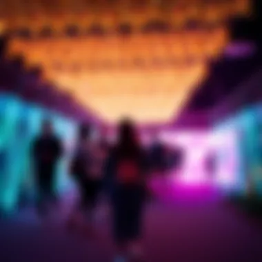 Visitors experiencing the immersive light installations