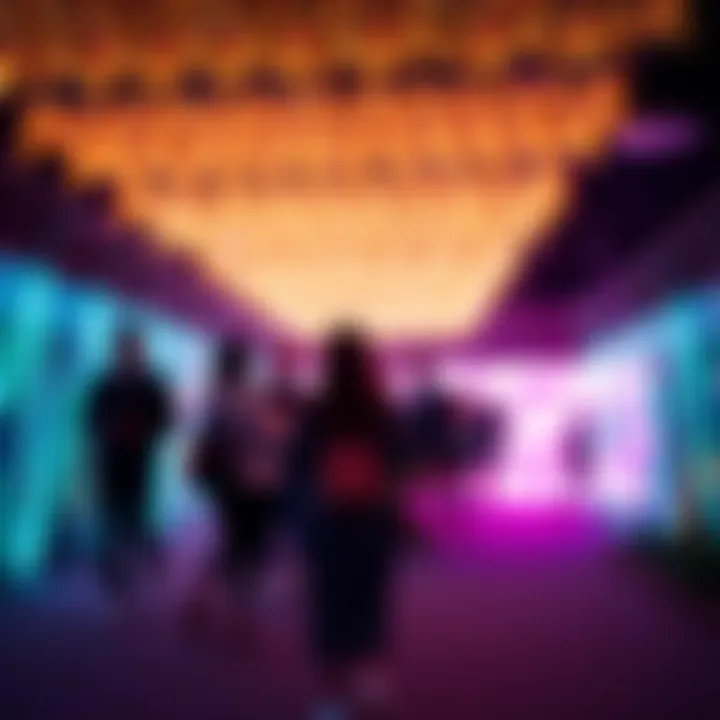 Visitors experiencing the immersive light installations