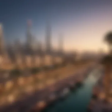 Modern Dubai and Historical Juxtaposition A panoramic view of modern Dubai juxtaposed with historical elements