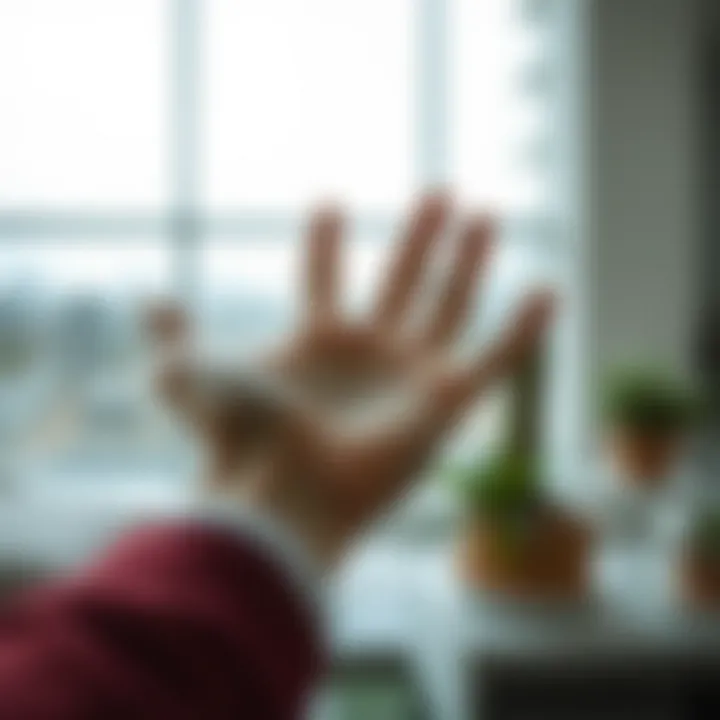 Abstract depiction of personal growth linked to the point palm